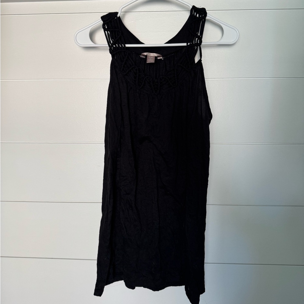White Stag Black Top with Crochet Accents, Women’s  XL
